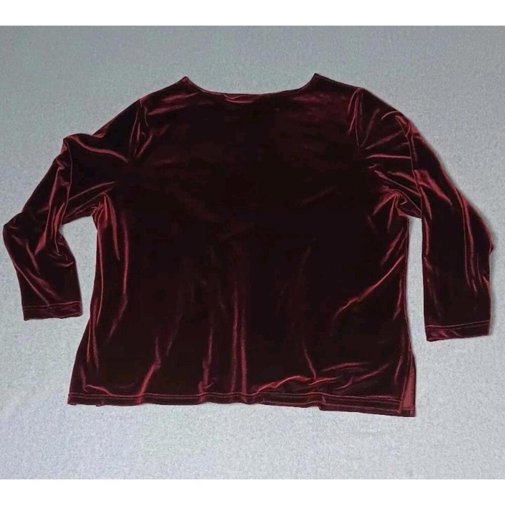 Kathie Lee Long Sleeve Velvet Blouse Womens Size 22W/24W Maroon Soft And... - Picture 11 of 11